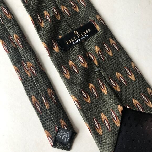 Bill Blass Black Label Silk Tie Diamonds Green - Picture 3 of 6